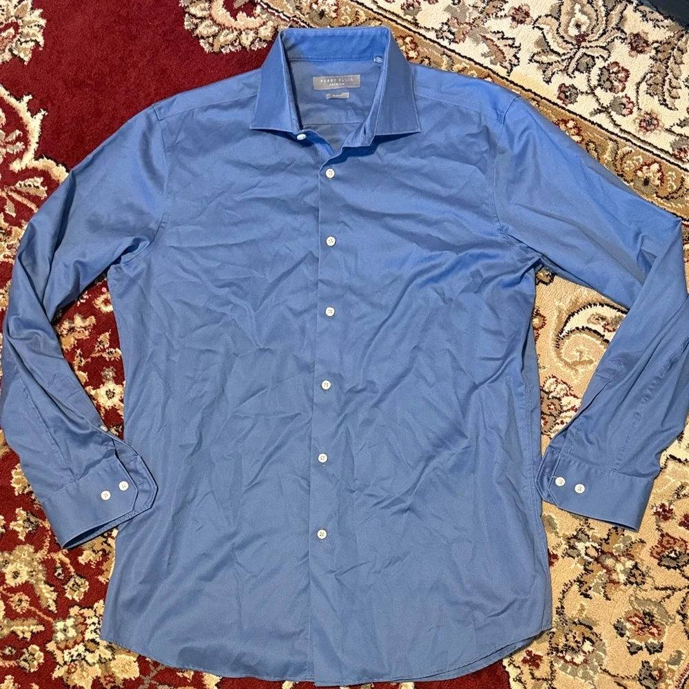 Perry Ellis Blue Dress Shirt - Picture 1 of 4